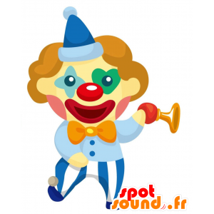 Glad och leende clownmaskot. Cirkus maskot - Spotsound maskot