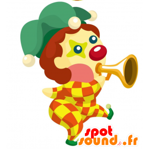 Mascotte de clown, d'arlequin coloré. Mascotte de cirque - MASFR028837 - Mascottes 2D/3D