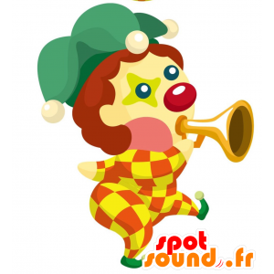 Maskottclown, färgglad harlekin. Cirkus maskot - Spotsound