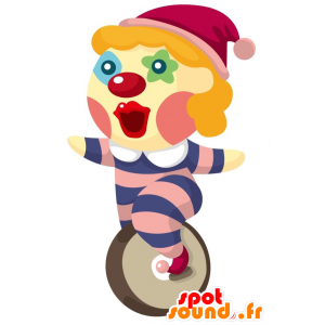 Clown mascotte, kleurrijke harlekijn. Circus Mascot - MASFR028838 - 2D / 3D Mascottes