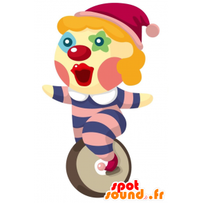 Mascotte de clown, d'arlequin coloré. Mascotte de cirque - MASFR028838 - Mascottes 2D/3D