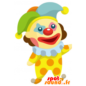 Mascotte de clown, d'arlequin coloré. Mascotte de cirque - MASFR028839 - Mascottes 2D/3D