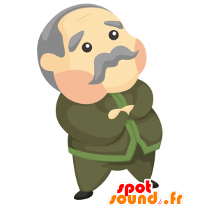 Mascotte de vieil homme, habillé en vert. Mascotte de papy - MASFR028843 - Mascottes 2D/3D