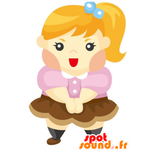 Mascotte de fillette blonde, dodue et colorée - MASFR028845 - Mascottes 2D/3D