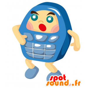 青い携帯電話のマスコット。ラップトップマスコット-MASFR028850-2D / 3Dマスコット
