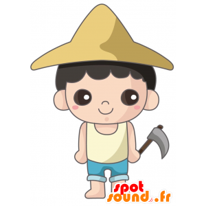 Farmer mascot. farmer mascot, little boy - MASFR028857 - 2D / 3D mascots