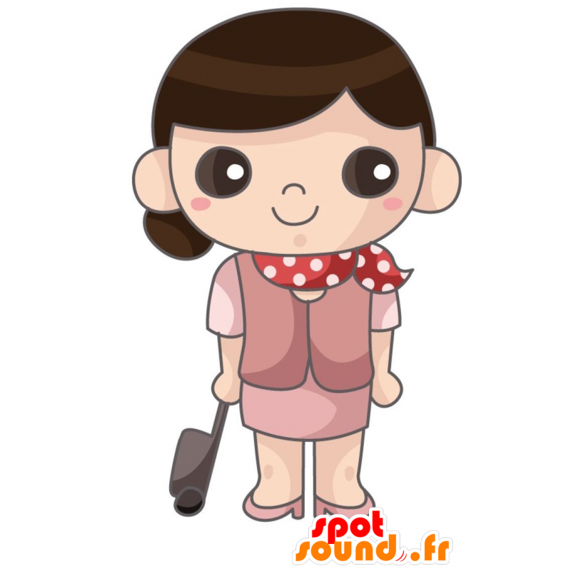 Mascotte d'hôtesse de l'air, habillée en rose - MASFR028858 - Mascottes 2D/3D Mascotte d'hôtesse de l'air, habillée en rose - MASFR028858 - Mascottes 2D/3D