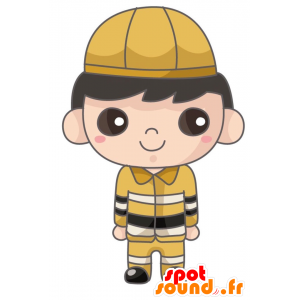 Boy Maskottchen, mit einer Kappe und einem gelben Kleid - MASFR028859 - 2D / 3D Maskottchen
