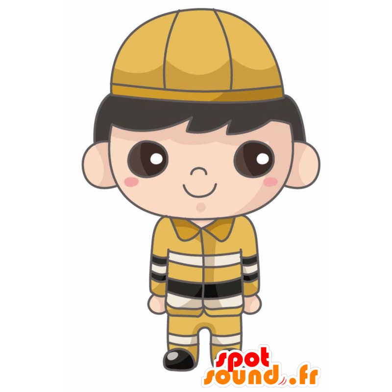 Boy Mascot s uzávěrem a žluté šaty - MASFR028859 - 2D / 3D Maskoti