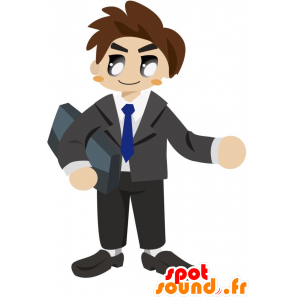 Uomo d'affari mascotte con una giacca e cravatta - MASFR028864 - Mascotte 2D / 3D