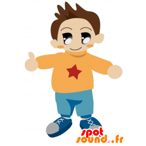 Mascotte d'enfant, de petit garçon avec une tenue colorée - MASFR028865 - Mascottes 2D/3D