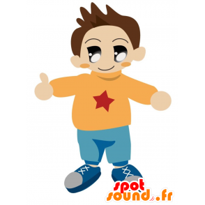 Mascotte d'enfant, de petit garçon avec une tenue colorée - MASFR028865 - Mascottes 2D/3D