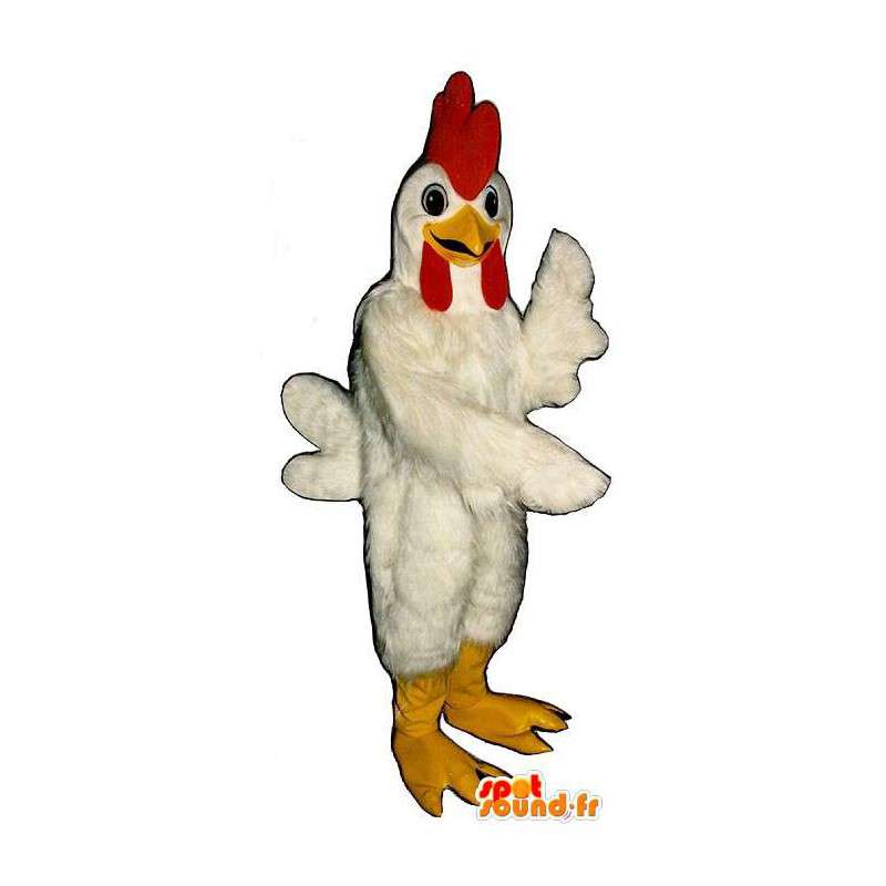 Gallo bianco della mascotte, gigante - MASFR007316 - Mascotte di galline pollo gallo