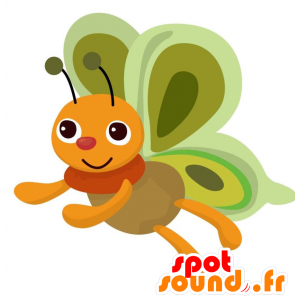Orange butterfly mascot, green and beige - MASFR028876 - 2D / 3D mascots