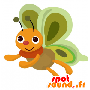 Borboleta alaranjada mascote, verde e bege - MASFR028876 - 2D / 3D mascotes