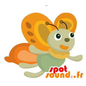 Mascotte de papillon vert orange et jaune - MASFR028878 - Mascottes 2D/3D