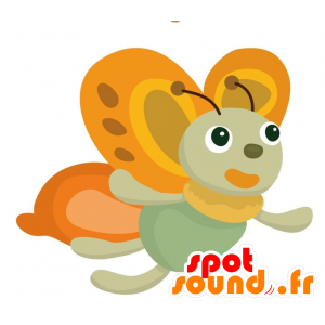 Naranja y amarillo mascota de la mariposa verde - MASFR028878 - Mascotte 2D / 3D