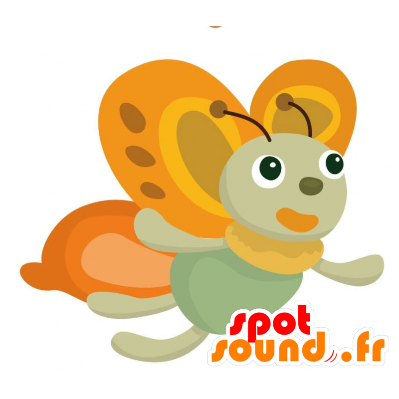 Arancio e giallo mascotte verde farfalla - MASFR028878 - Mascotte 2D / 3D