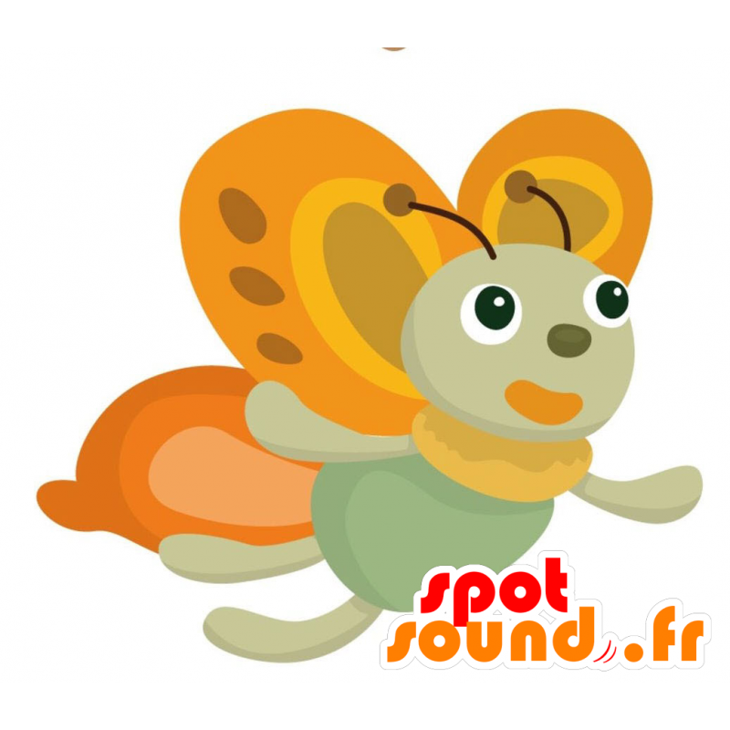 Naranja y amarillo mascota de la mariposa verde - MASFR028878 - Mascotte 2D / 3D