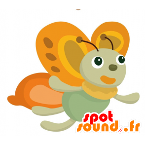 Naranja y amarillo mascota de la mariposa verde - MASFR028878 - Mascotte 2D / 3D