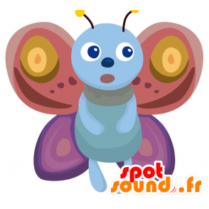 La mascota de la mariposa de color rosa, púrpura y azul, divertido y colorido - MASFR028879 - Mascotte 2D / 3D