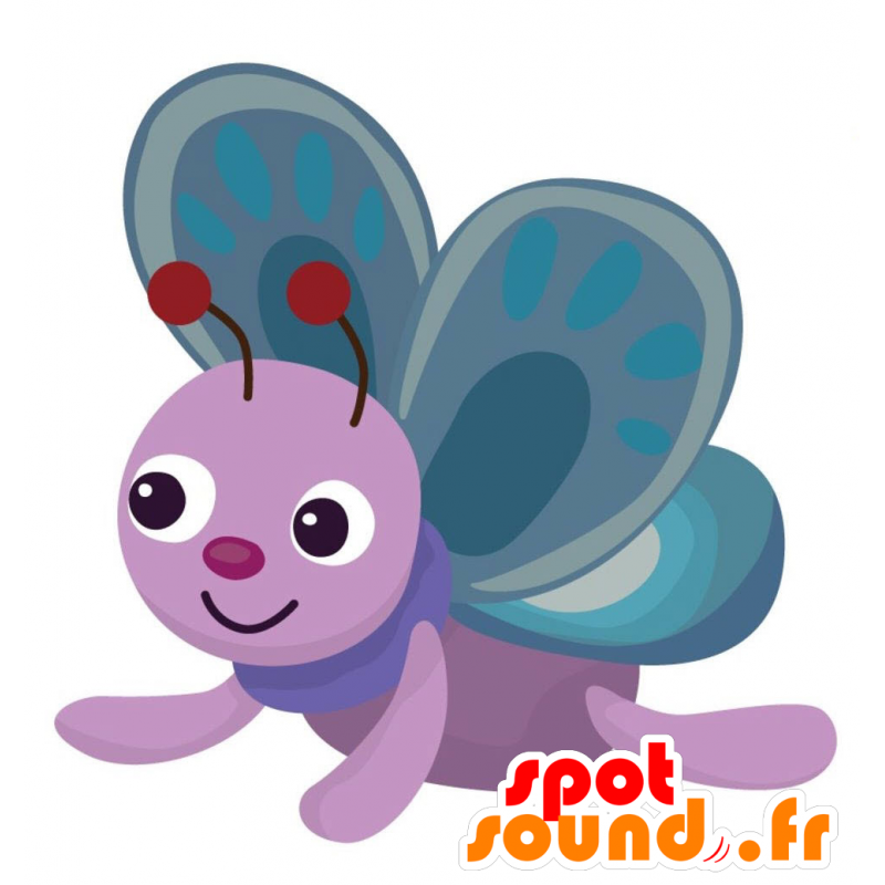 Smuk lyserød og lilla sommerfuglemaskot - Spotsound maskot