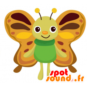 Amarelo mascote bonito e borboleta verde - MASFR028883 - 2D / 3D mascotes