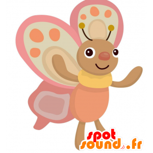Rosa mascote bonita e borboleta roxa - MASFR028884 - 2D / 3D mascotes