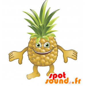 Mascotte d'ananas jaune et vert, géant. Mascotte de fruit - MASFR028885 - Mascottes 2D/3D