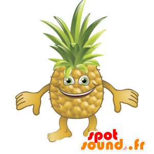 Maskot gul og grøn ananas, kæmpe. Frugt maskot - Spotsound