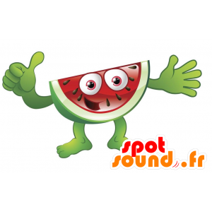 Mascot riesigen Wassermelone. Scheibe Wassermelone Maskottchen - MASFR028891 - 2D / 3D Maskottchen