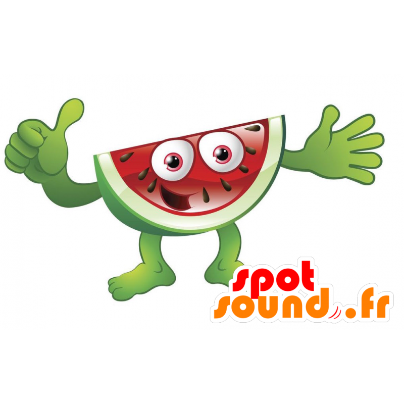 Mascotte de pastèque géante. Mascotte de tranche de pastèque - MASFR028891 - Mascottes 2D/3D