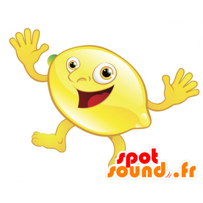 Gigante mascotte limone. frutta gialla mascotte - MASFR028892 - Mascotte 2D / 3D