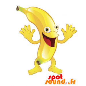 Giant yellow banana mascot. Mascot exotic fruit - MASFR028894 - 2D / 3D mascots