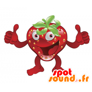 Mascot red strawberry giant. red fruit mascot - MASFR028895 - 2D / 3D mascots