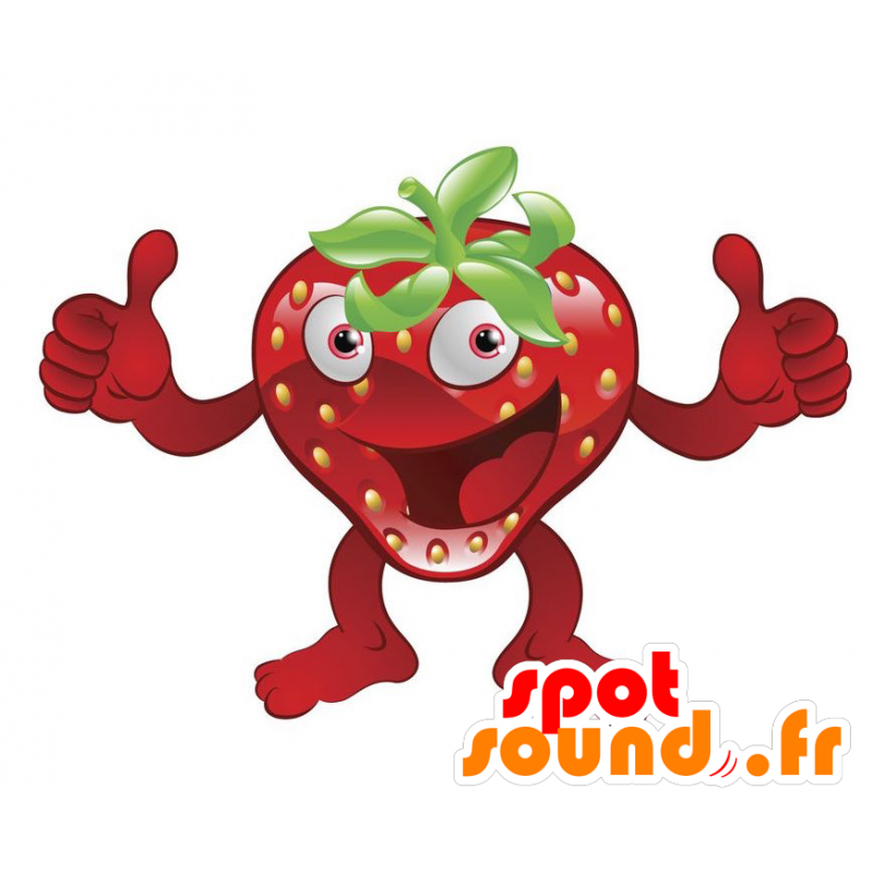 Mascotte de fraise rouge, géante. Mascotte de fruit rouge - MASFR028895 - Mascottes 2D/3D