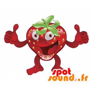 Rød jordbær maskot, kæmpe. Rød frugt maskot - Spotsound maskot