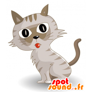 Mascotte de chat gris, géant et mignon - MASFR028899 - Mascottes 2D/3D