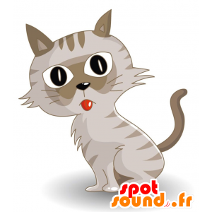 Grijze kat mascotte, reus en schattig - MASFR028899 - 2D / 3D Mascottes