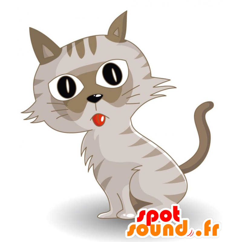 Mascotte de chat gris, géant et mignon - MASFR028899 - Mascottes 2D/3D