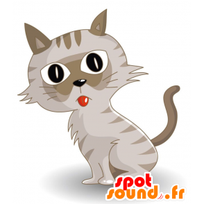 Grijze kat mascotte, reus en schattig - MASFR028899 - 2D / 3D Mascottes