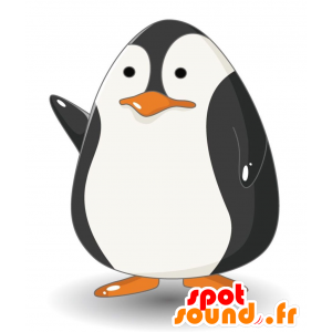 Mascota del pingüino blanco y negro, gordo y divertido - MASFR028900 - Mascotte 2D / 3D