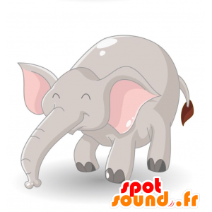 Mascot grijs en roze olifant, zeer realistisch - MASFR028908 - 2D / 3D Mascottes
