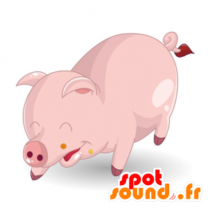 Mascota del cerdo rosado con un aire de risa - MASFR028909 - Mascotte 2D / 3D