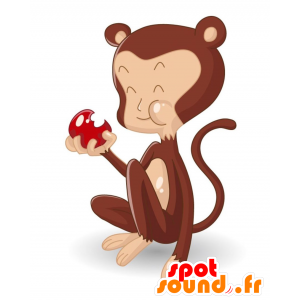 Beige y marrón mono mascota, original y divertido - MASFR028910 - Mascotte 2D / 3D