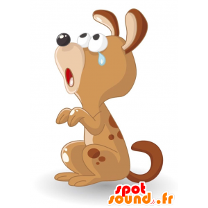 Braun und beige Hund Maskottchen, traurig und berührend - MASFR028912 - 2D / 3D Maskottchen