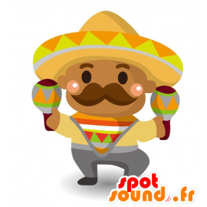 Mascotte de mexicain moustachu, très coloré - MASFR028922 - Mascottes 2D/3D