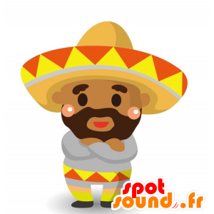 Mustached mexicansk maskot, flerfarvet - Spotsound maskot