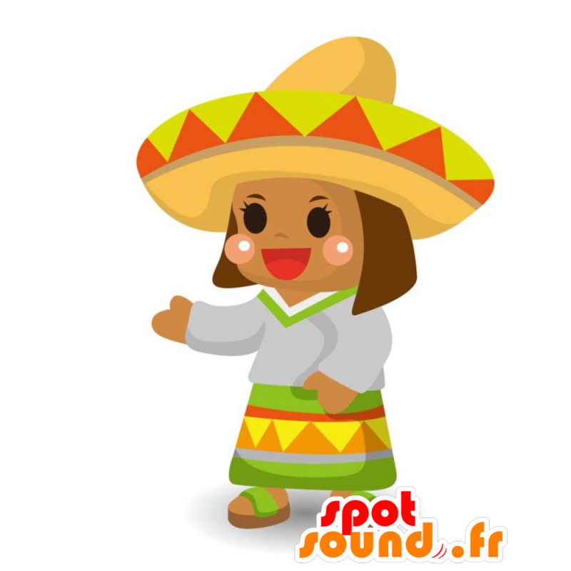 Mexicansk kvindelig maskot, farverig og smilende - Spotsound