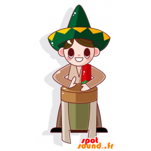 Mascot cheerful Mexican boy...